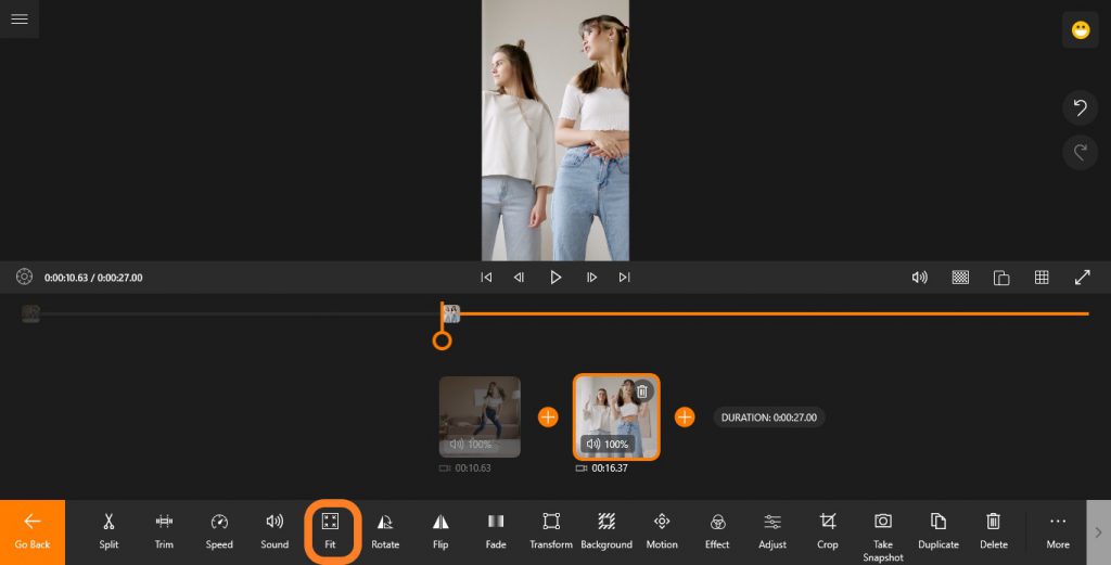 Use the Fit tool to include the whole frame of a video for TikTok